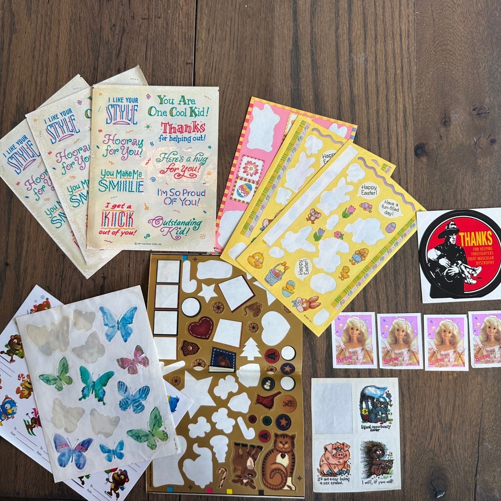 Hallmark Mattel Vintage Sticker Lot 90s Barbie Butterfly Glitter Mixed READ
